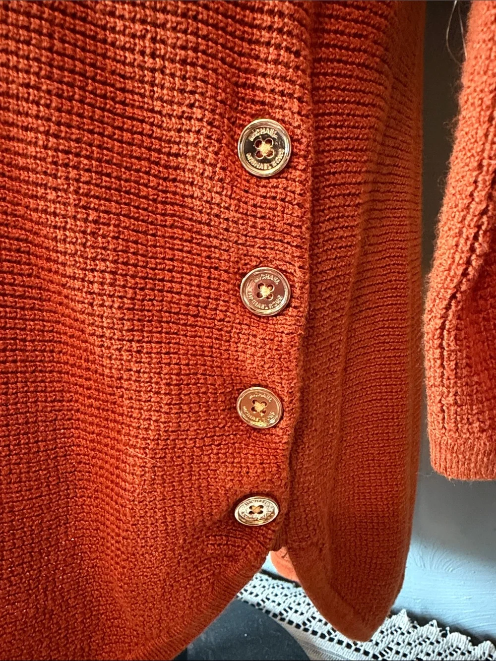 Michael Kors Rust Orange Scoop Neck Knit Sweater